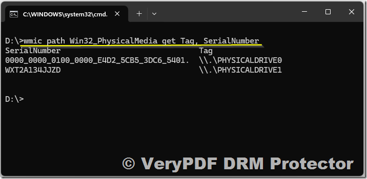 How to Secure and Lock PDF Files to IDE, SCSI, or USB Hard Drives Using WMIC Serial Numbers and VeryPDF DRM Protection