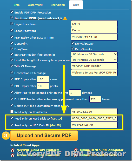 How to Secure and Lock PDF Files to IDE, SCSI, or USB Hard Drives Using WMIC Serial Numbers and VeryPDF DRM Protection
