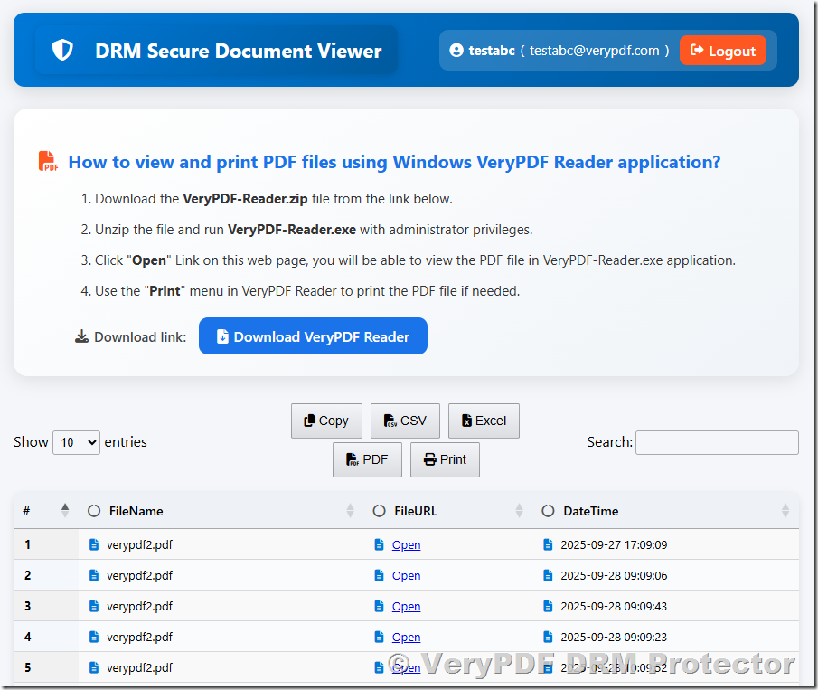 User Management and User Portal Login in VeryPDF DRM Protector