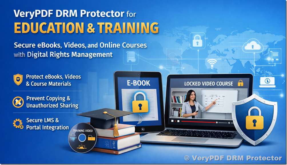 [Solution] VeryPDF DRM Protector for Education & Training: Secure eBooks, Videos, and Online Courses with Digital Rights Management