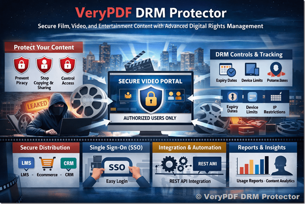 [Solution] VeryPDF DRM Protector: Secure Film, Video, and Entertainment Content with Advanced Digital Rights Management