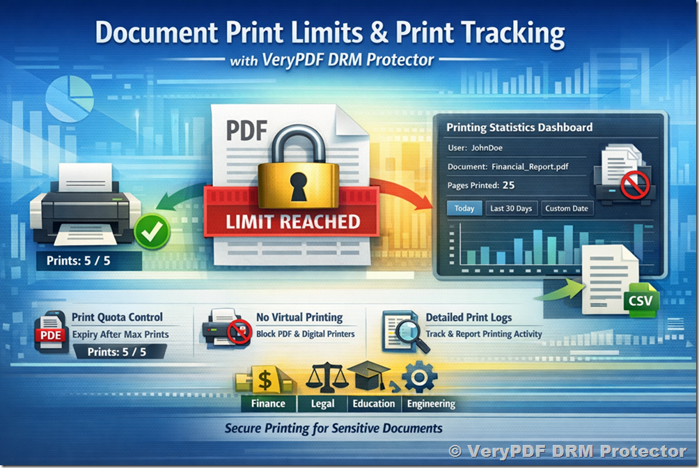 VeryPDF DRM Protector for Document Print Limits and Printing Statistics Management