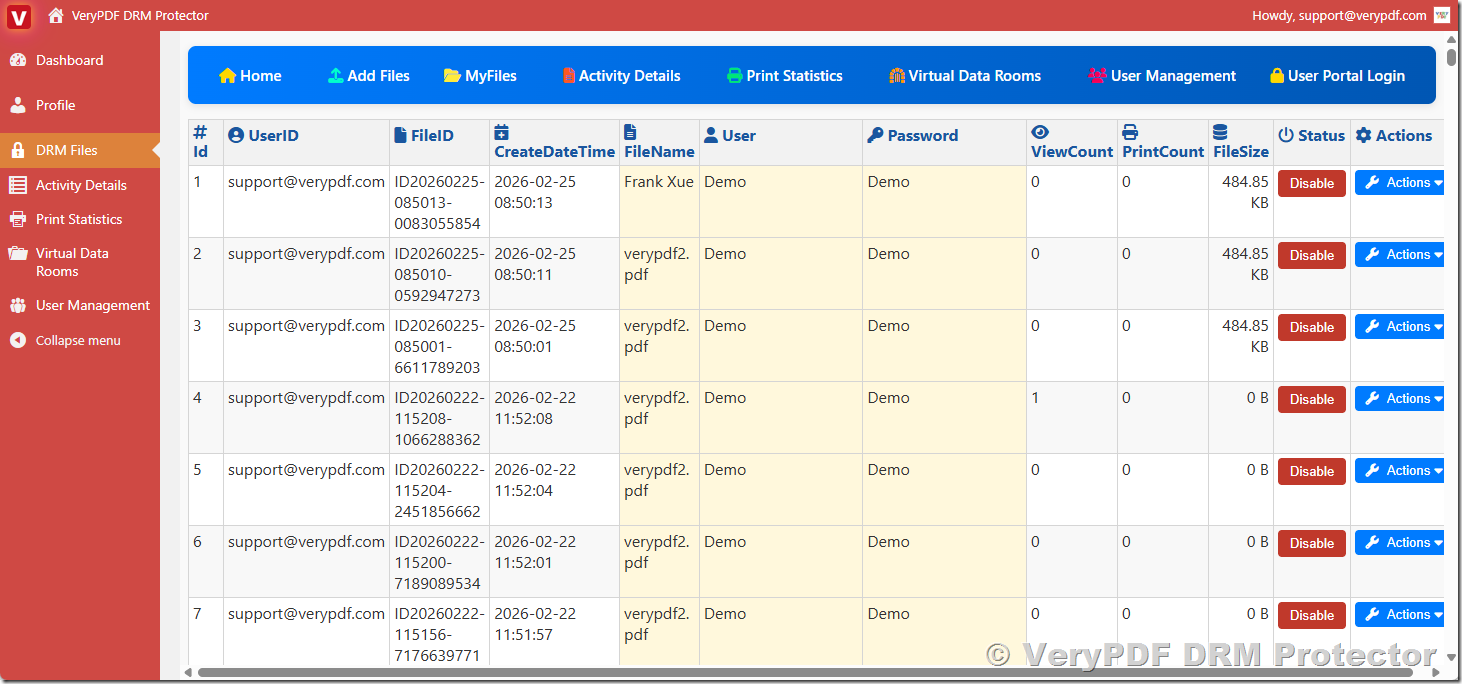 VeryPDF PDF DRM API Documentation | PDF Protection Integration | PDF Security Management | User & Book Management APIs | Enterprise PDF Access Control | PDF Rights Management | Secure PDF Automation