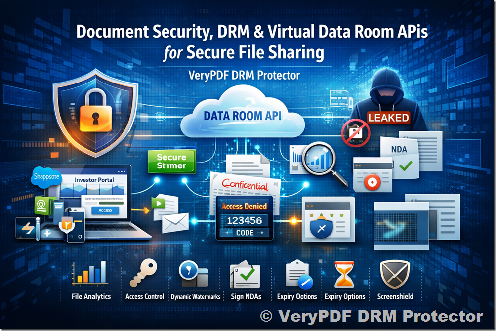 VeryPDF DRM Protector Document Security, DRM and Virtual Data Room APIs for Secure File Sharing, Access Control and Enterprise Content Protection