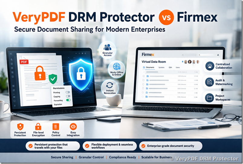 Comparing VeryPDF DRM Protector vs Firmex: Secure Document Sharing for Modern Enterprises