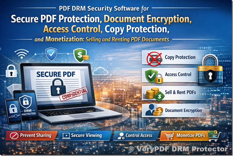 PDF DRM Security Software for Secure PDF Protection, Document Encryption, Access Control, Copy Protection, and Monetization: Selling and Renting PDF Documents