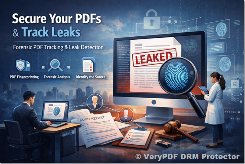 Find out who leaked your PDF. Secure Your PDFs and Detect Leaks with VeryPDF DRM Protector Find out who leaked your PDF. Secure Your PDFs and Detect Leaks with VeryPDF DRM Protector