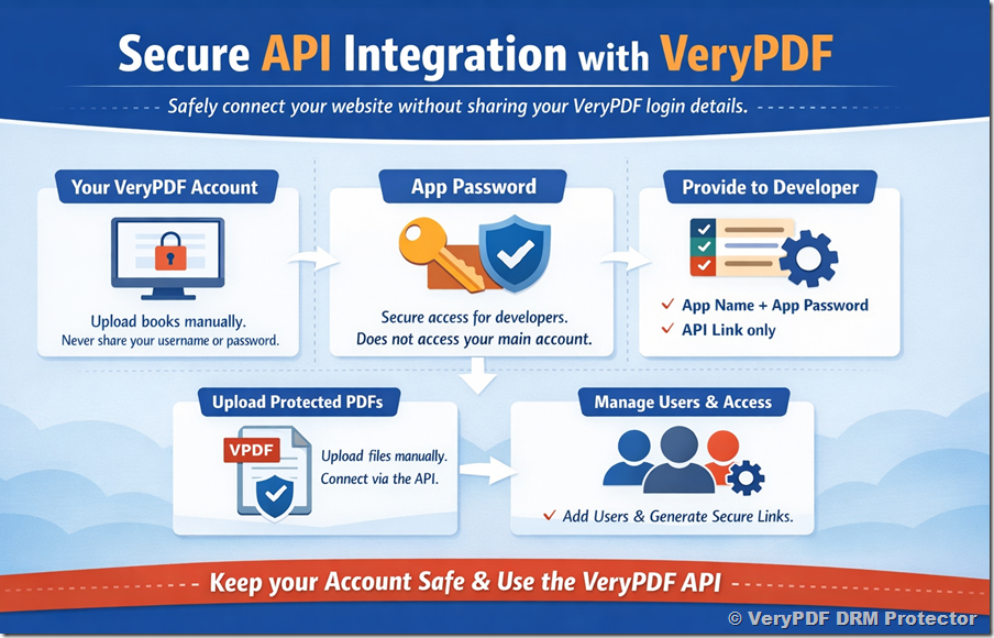 How to Safely Provide API Access to Your VeryPDF Account to List, Add, Delete, and Update Users and Books Without Sharing Your Password