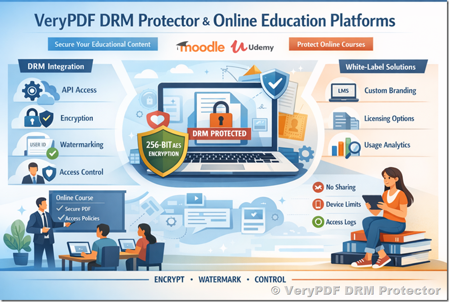 [Solution] Integrating VeryPDF DRM Protector with Online Education Platforms: DRM Interfaces and White-Label Solutions