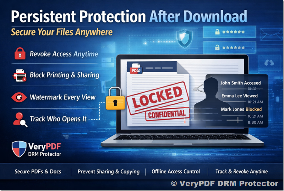 Persistent Protection After Download: Secure PDF, Protect Documents, Track Views, Revoke Access with VeryPDF DRM Protector