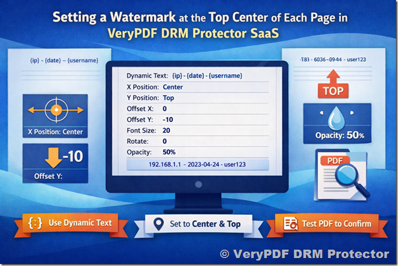 How to Position a Watermark at the Top-Center of Each Page Using VeryPDF DRM Protector SaaS How to Position a Watermark at the Top-Center of Each Page Using VeryPDF DRM Protector SaaS