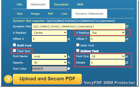 How to Position a Watermark at the Top-Center of Each Page Using VeryPDF DRM Protector SaaS