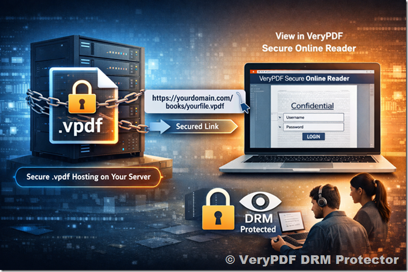How to host DRM Protected .vpdf file to your own server and view it online by VeryPDF Secure Online Reader