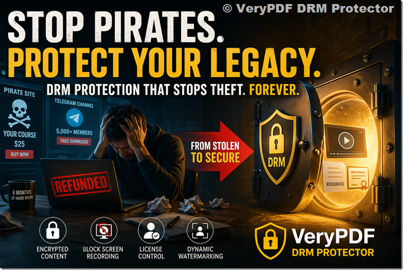 Stop Udemy Piracy: Why Your Courses are Stolen and How VeryPDF DRM Protector Secures Your Intellectual Property and Revenue