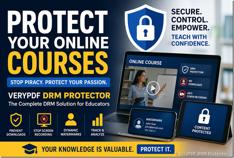 Protecting Online Courses in 2026: A Complete Guide for Educators Facing Unauthorized Sharing &mdash; And Why VeryPDF DRM Protector Is Becoming the Go-To Solution