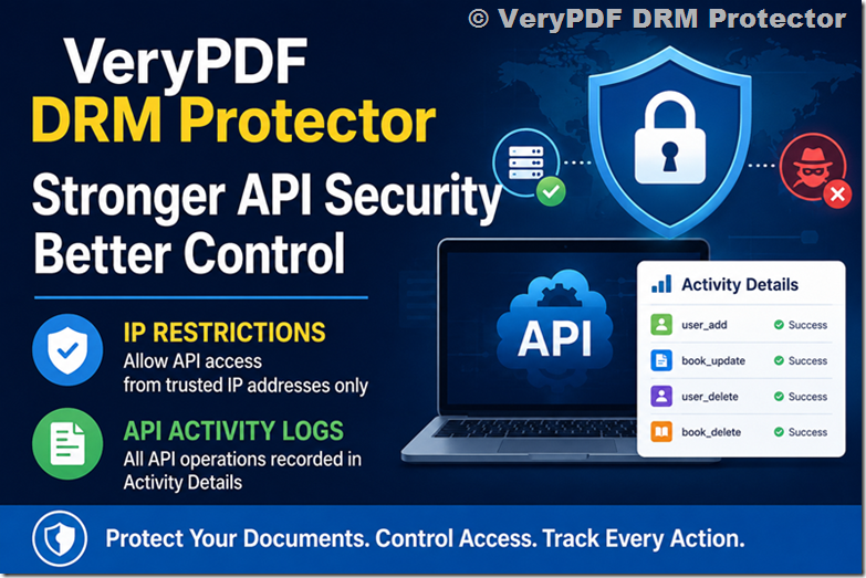 VeryPDF DRM API Security Improvements: IP Restrictions and Complete API Activity Logging VeryPDF DRM API Security Improvements: IP Restrictions and Complete API Activity Logging