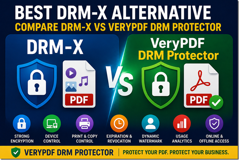 Best DRM-X Alternative: Compare DRM-X vs VeryPDF DRM Protector Best DRM-X Alternative: Compare DRM-X vs VeryPDF DRM Protector