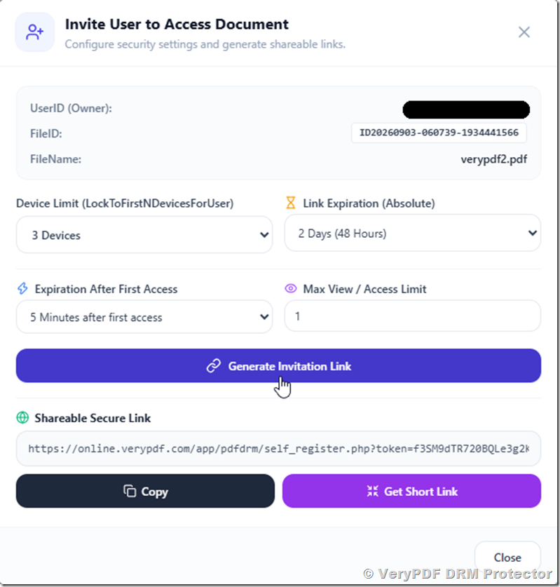 How to Securely Share a PDF with an Invitation Link, Device Limit, and Expiration