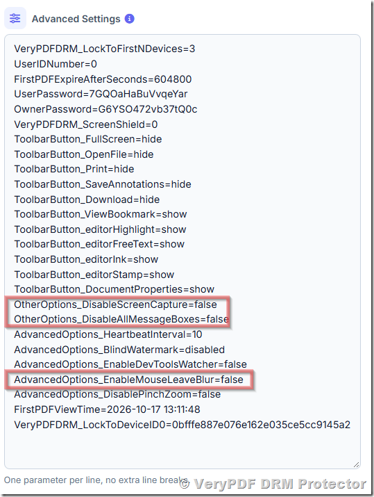 How to Disable the Protected Screen and Customize PDF Security in VeryPDF DRM Protector